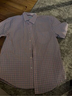 croft & barrow Pink and Blue Short-Sleeve Plaid Button-Up Shirt